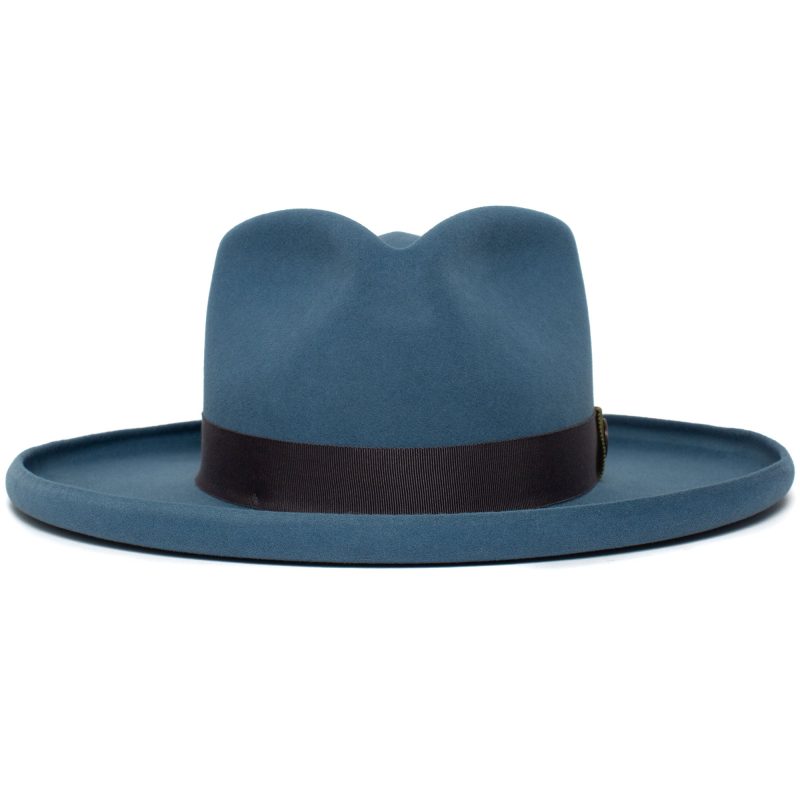 Goorin Bros. colonel pierce teardrop wide brim felt fedora hat Blue front view