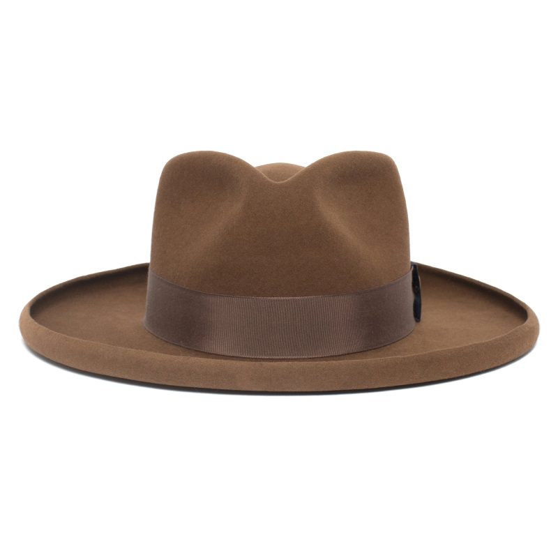 Goorin Bros. colonel pierce teardrop wide brim felt fedora hat Brown front view