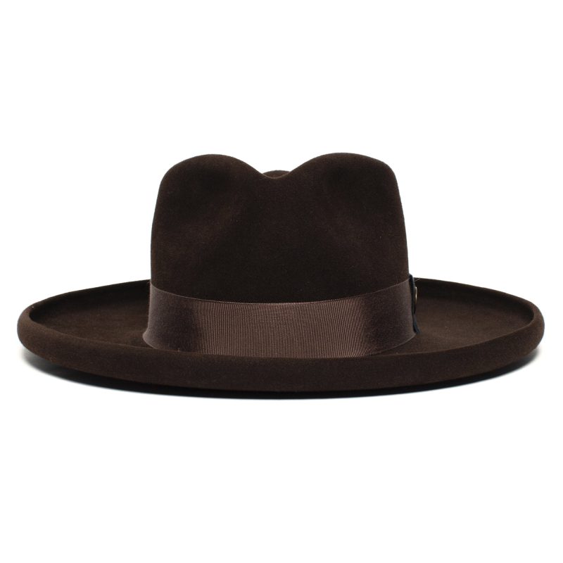 Goorin Bros. colonel pierce teardrop wide brim felt fedora hat Dark Brown front view